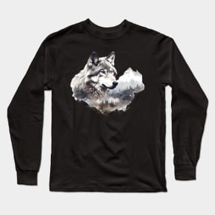 Wolf Mountain (white/grey) Long Sleeve T-Shirt